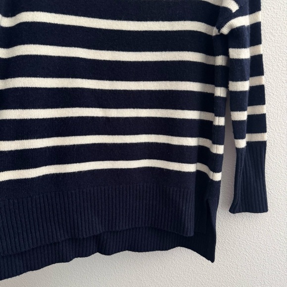 Boden Jessica Navy Blue Oversized High Neck Knit Jumper Sweater Stripe Mock Neck - Picture 7 of 12
